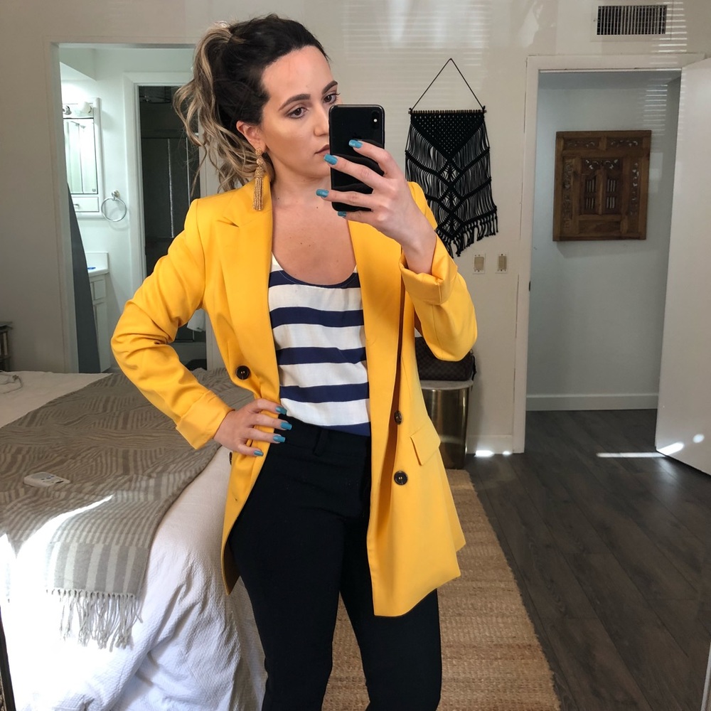 Navy blue and white striped loose fit tank top